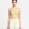 Nanushka Carmine - Crocheted Ribbed-Knit Top - Sun Yellow