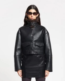 Nanushka Karla - Regenerated Leather Jacket - Black Brown