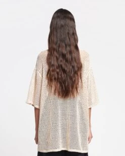 Nanushka Estienne - Crochet Lace T-Shirt - Creme -Nanushka Wear Shop NAN SS24 ECOMM WW TOP DETAIL CROPPED 84