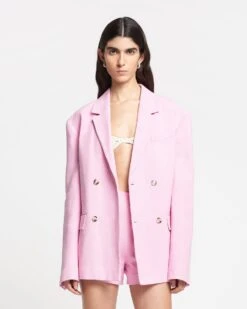 Nanushka Luxton - Silk Viscose Tweed Blazer - Orchid