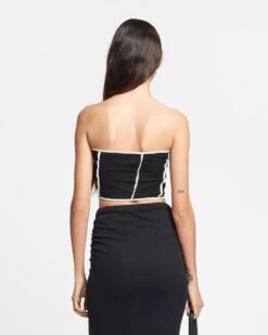 Nanushka Luisa - Patchwork Mesh-Jersey Tube Top - Black/White Wax 10 Nanushka Luisa - Patchwork Mesh-Jersey Tube Top - Black/White Wax -Nanushka Wear Shop NAN SS24 ECOMM WW TOP DETAIL CROPPED 97