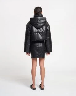 Nanushka Aveline - Okobor™ Alt-Leather Jacket - Black -Nanushka Wear Shop NAN SS24 WW FULL BODY CROPPED 229