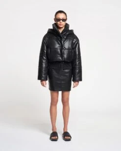 Nanushka Aveline - Okobor™ Alt-Leather Jacket - Black -Nanushka Wear Shop NAN SS24 WW FULL BODY CROPPED 231