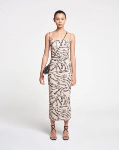 Nanushka Alexa - Mesh Jersey Midi Dress - Scribble Logo