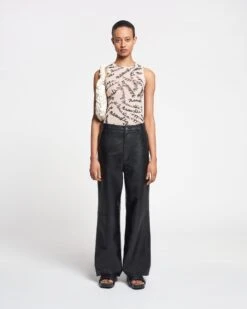 Nanushka Anneke - Mesh-Jersey Tank Top - Scribble Logo 9 Nanushka Anneke - Mesh-Jersey Tank Top - Scribble Logo -Nanushka Wear Shop NAN SS24 WW FULL BODY CROPPED 274