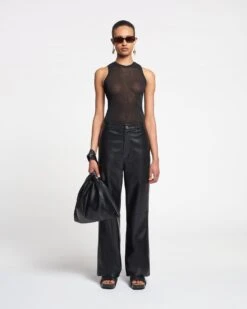 Nanushka Anneke - Mesh-Jersey Tank Top - Black -Nanushka Wear Shop NAN SS24 WW FULL BODY CROPPED 276