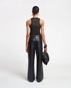 Nanushka Anneke - Mesh-Jersey Tank Top - Black -Nanushka Wear Shop NAN SS24 WW FULL BODY CROPPED 277