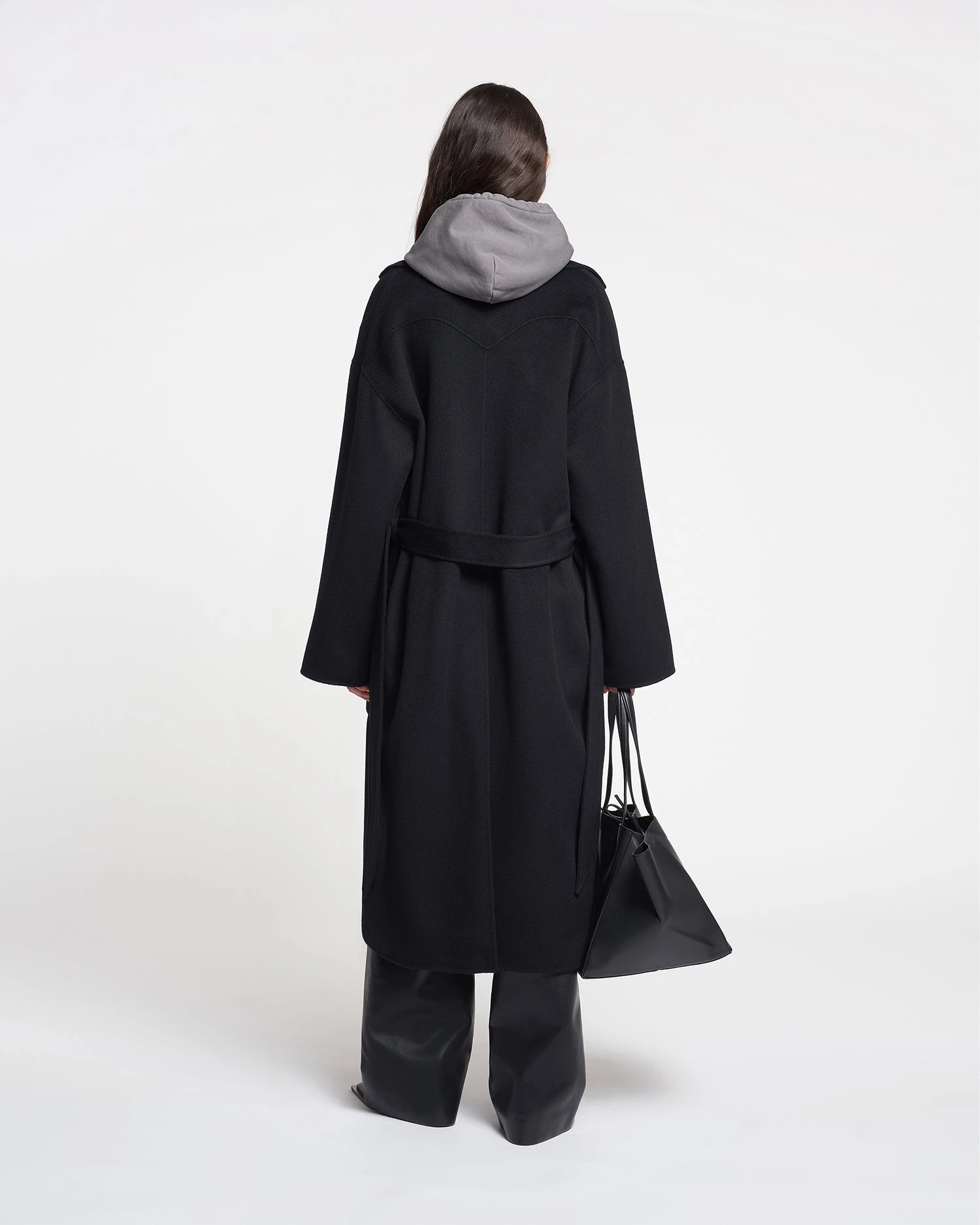 Nanushka Alamo - Wool Silk Blend Robe Coat - Black 4 Nanushka Alamo - Wool Silk Blend Robe Coat - Black - Image 2