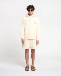 Nanushka Ever - Organically Grown Cotton Logo Hoodie - Creme -Nanushka Wear Shop NM21PFSW00172EVER CREME ORGANICFLEECE FULL BODY CROPPED 01