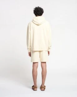 Nanushka Ever - Organically Grown Cotton Logo Hoodie - Creme -Nanushka Wear Shop NM21PFSW00172EVER CREME ORGANICFLEECE FULL BODY CROPPED 02