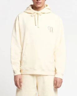 Nanushka Ever - Organically Grown Cotton Logo Hoodie - Creme -Nanushka Wear Shop NM21PFSW00172EVER CREME ORGANICFLEECE TOP DETAIL CROPPED 01