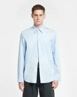 Nanushka Kaleb - Upcycled Light Poplin Shirt - Sky Blue