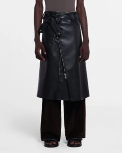 Nanushka Ross - Regenerated Leather Biker Coat - Black -Nanushka Wear Shop NM23FWOW01199 ROSS BLACK REGENERATED LEATHER 7