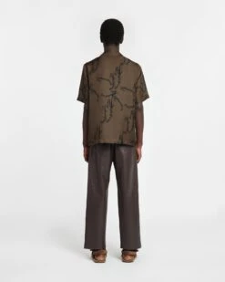 Nanushka Bodil - Printed Silk-Twill Shirt - Khaki -Nanushka Wear Shop NM23FWSH00265 BODIL CALLIGRAPHYKHAKI TWILLSILK 02