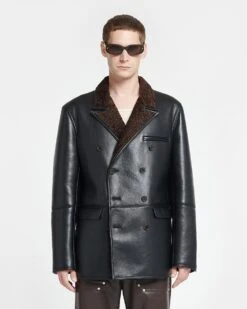 Nanushka Andro - Bonded Shearing Blazer - Black/Brown