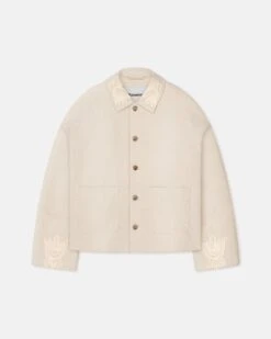 Nanushka Miller - Embroidered Washed Canvas Jacket - Natural -Nanushka Wear Shop NM24RSOW00772MILLER NATURAL EMBROIDEREDWASHEDCANVAS