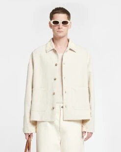 Nanushka Miller - Embroidered Washed Canvas Jacket - Natural