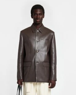 Nanushka Danick - Regenerated Leather Jacket - Coffee Bean