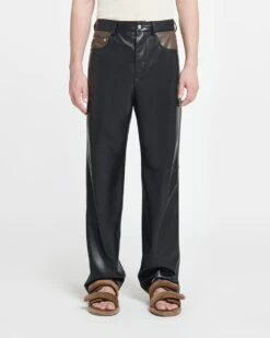 Nanushka Aric - Okobor™ Alt-Leather Pants - Shiitake/Black