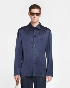 Nanushka Jondar - Satin Shirt - Navy