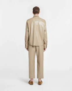 Nanushka Lenn - Okobor™ Alt-Leather Shirt - Ashy Taupe -Nanushka Wear Shop NM24RSSH01479 LENN ASHYTAUPE OKOBOR 02