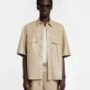 Nanushka Mance - Okobor™ Alt-Leather Shirt - Ashy Taupe