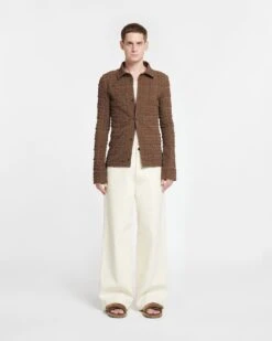 Nanushka Wear Shop -Nanushka Wear Shop NM24RSSH02078 ZEPH DARKBROWN SEERSUCKER 01