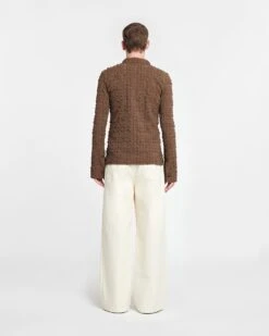 Nanushka Zeph - Seersucker Shirt - Dark Brown -Nanushka Wear Shop NM24RSSH02078 ZEPH DARKBROWN SEERSUCKER 02