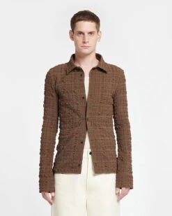 Nanushka Zeph - Seersucker Shirt - Dark Brown