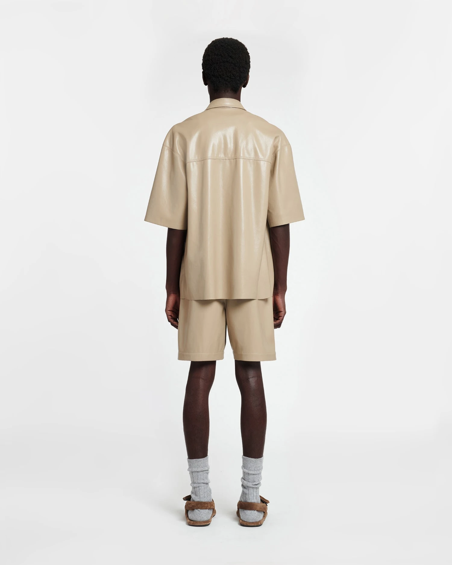 Nanushka Doxxi - Okobor™ Alt-Leather Shorts - Ashy Taupe 5 Nanushka Doxxi - Okobor™ Alt-Leather Shorts - Ashy Taupe - Image 3