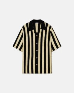 Nanushka Ziko - Striped Terry-Knit Shirt - Pale Yellow/Black -Nanushka Wear Shop NM24RSST00899WALTER BLACK PALEYELLOW TERRYKNITSTRIPE 1