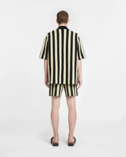 Nanushka Ziko - Striped Terry-Knit Shirt - Pale Yellow/Black -Nanushka Wear Shop NM24RSST00899 WALTER BLACK PALEYELLOW TERRYKNITSTRIPE 02