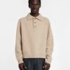 Nanushka Manas - Brushed Merino Polo Sweater - Oatmeal -Nanushka Wear Shop NM24RSSW00572 MANAS OATMEAL BRUSHEDMERINO 03