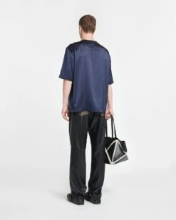 Nanushka Isaac - Slip Satin T-Shirt - Navy -Nanushka Wear Shop NM24RSTP00257 ISAAC NAVY GLOSSYSATIN 02