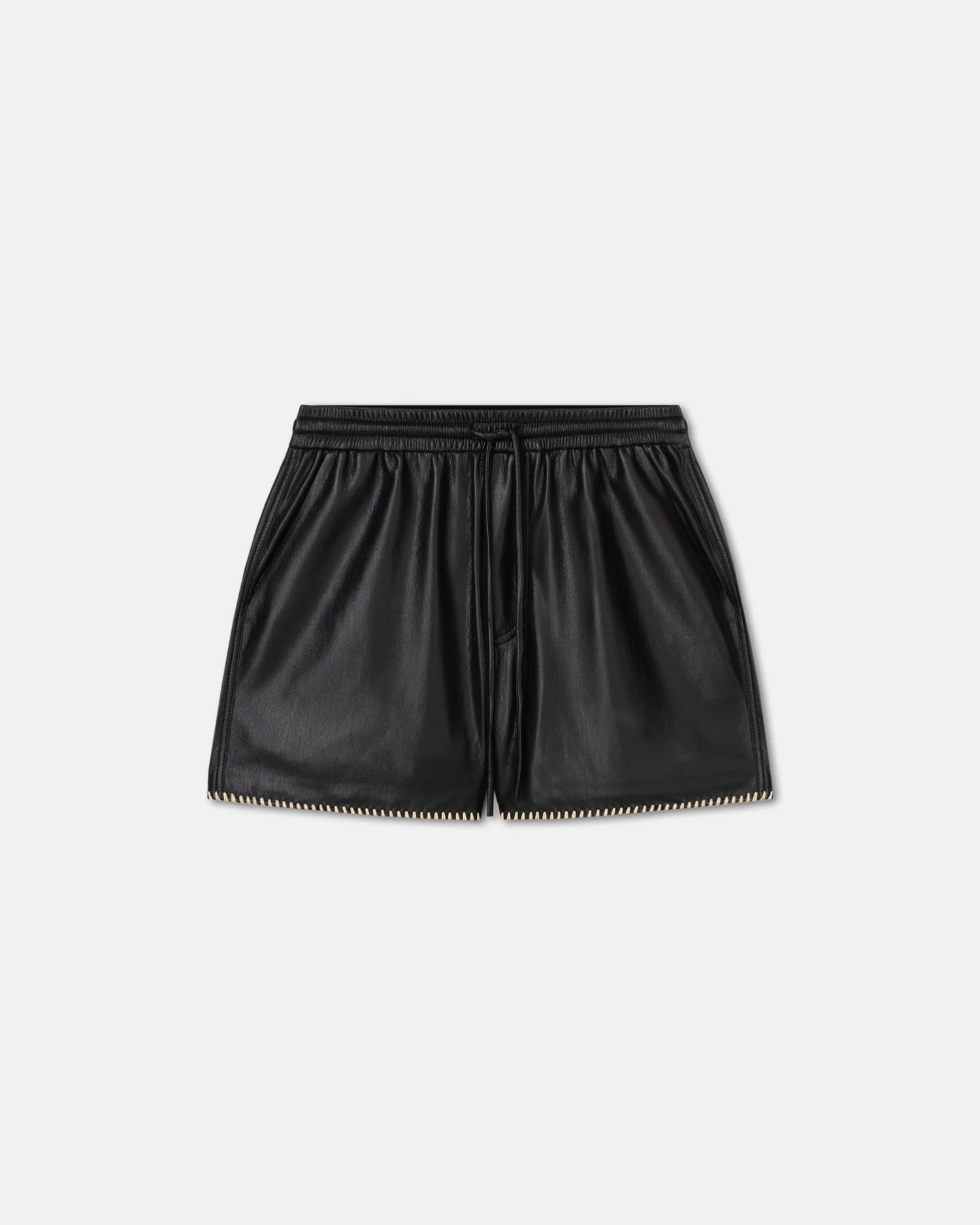 Nanushka Amil - Raffia-Trimmed Okobor™ Alt-Leather Shorts - Black 7 Nanushka Amil - Raffia-Trimmed Okobor™ Alt-Leather Shorts - Black - Image 5