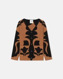 Nanushka Boan - Terry-Jacquard Cardigan - Brown/Black -Nanushka Wear Shop NM24SSSW01077 BOAN BROWN BLACK TERRY JACQUARD
