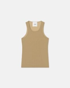 Nanushka Levon - Mesh-Jersey Tank Top - Pale Olive -Nanushka Wear Shop NM24SSTP00465 LEVON PALE OLIVE SOLID MESH JERSEY