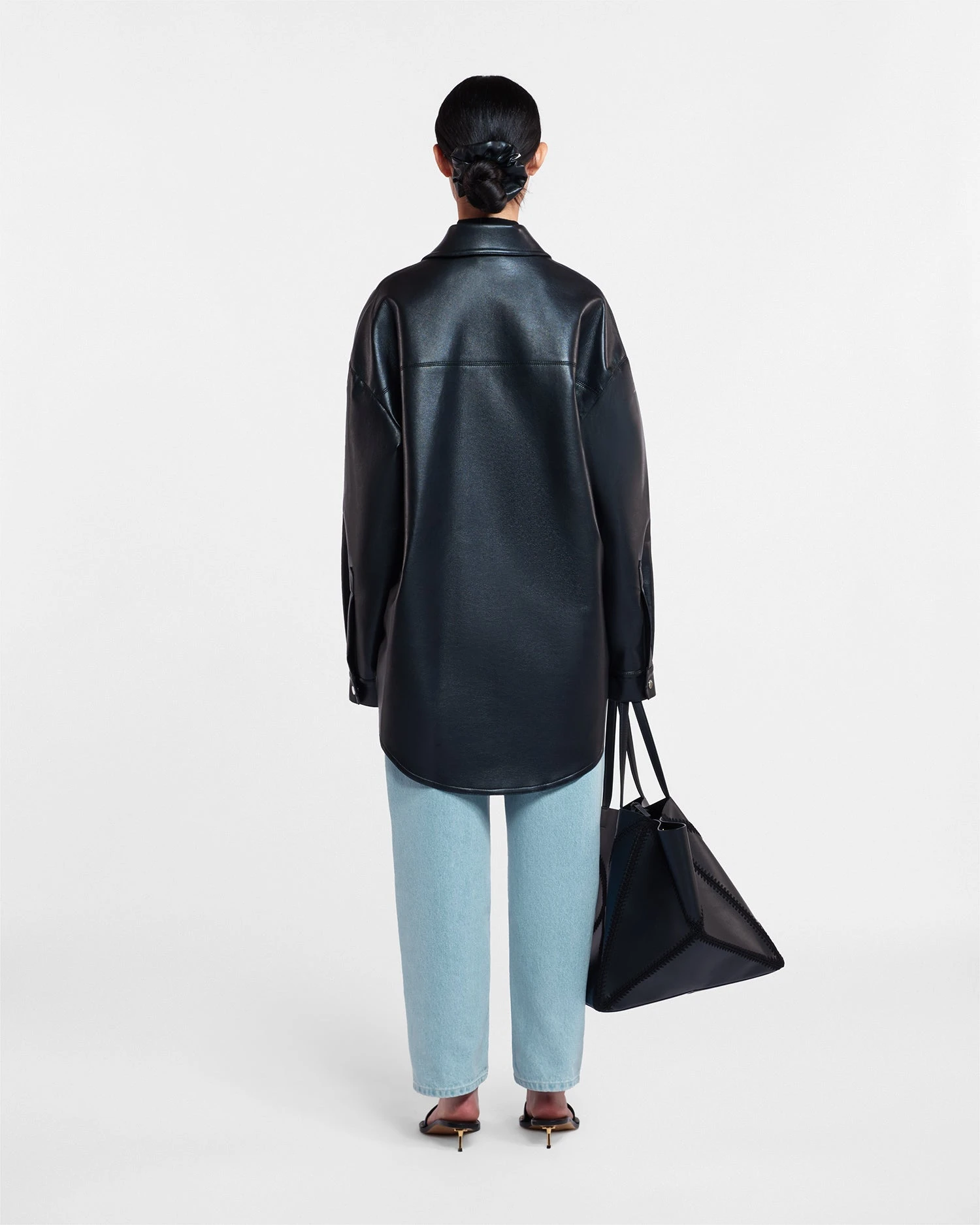 Nanushka Martin - Regenerated Leather Overshirt - Black 6 Nanushka Martin - Regenerated Leather Overshirt - Black - Image 4