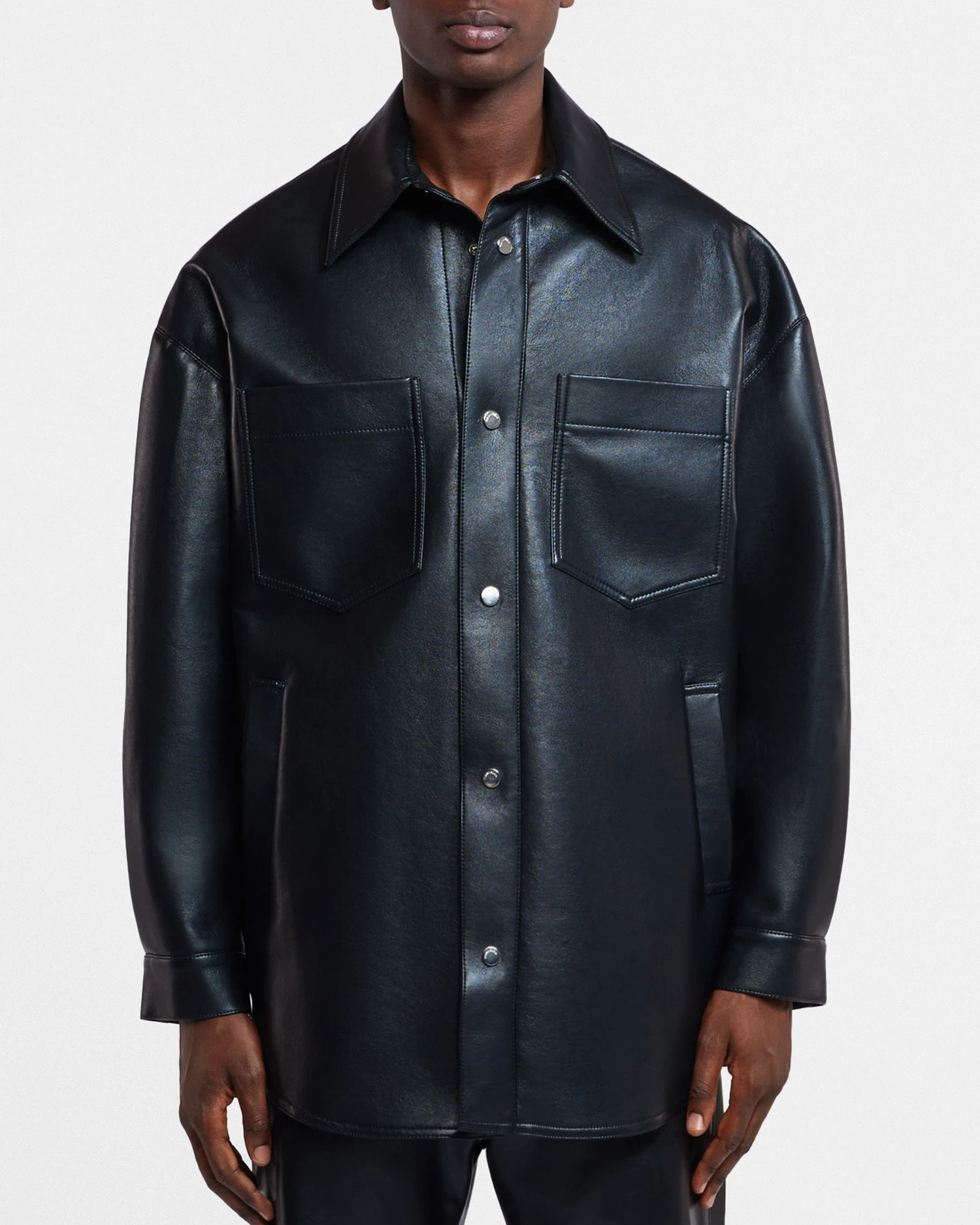 Nanushka Martin - Regenerated Leather Overshirt - Black 9 Nanushka Martin - Regenerated Leather Overshirt - Black - Image 7