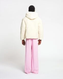 Nanushka Hide Hood - Tech Poplin Hooded Puffer Jacket - Creme -Nanushka Wear Shop NU22FWOW02171HIDEHOOD CREME WRTECHPOPLIN FULL BODY CROPPED 02