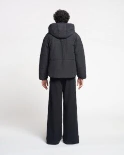Nanushka Hide Hood - Tech Poplin Hooded Puffer Jacket - Black -Nanushka Wear Shop NU22FWOW02199HIDEHOOD OFFBLACK WRTECHPOPLIN FULL BODY CROPPED 02