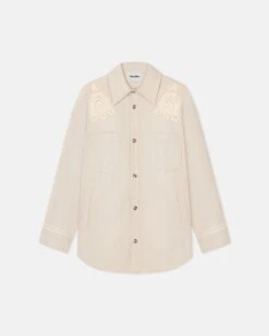 Nanushka Marlas - Embroidered Washed Canvas Jacket - Natural