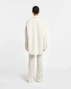 Nanushka Marlas - Embroidered Washed Canvas Jacket - Natural -Nanushka Wear Shop NU24RSOW00672 MARLAS NATURAL EMBROIDEREDWASHEDCANVAS 02