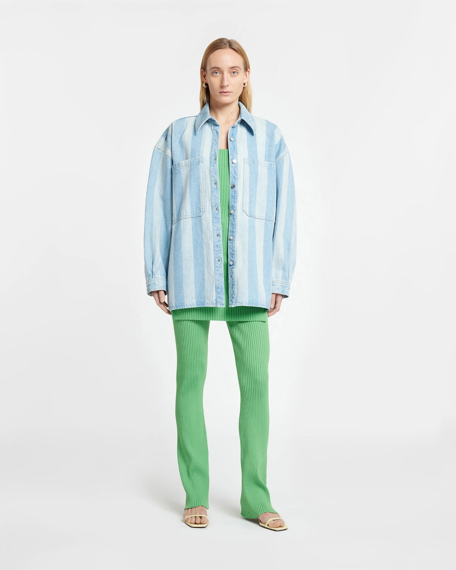 Nanushka Beaux - Striped Denim Long-Sleeve Shirt - Eco Light Wash 7 Nanushka Beaux - Striped Denim Long-Sleeve Shirt - Eco Light Wash - Image 5