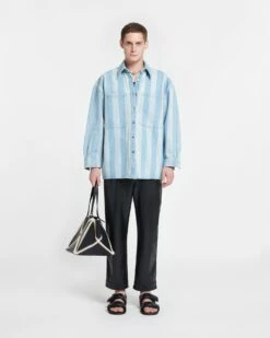 Nanushka Beaux - Striped Denim Long-Sleeve Shirt - Eco Light Wash 12 Nanushka Beaux - Striped Denim Long-Sleeve Shirt - Eco Light Wash -Nanushka Wear Shop NU24RSOW02052 BEAUX ECOLIGHTWASH DENIMSTRIPE 01 B