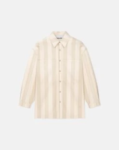 Nanushka Beaux - Striped Denim Long-Sleeve Shirt - Creme