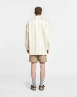 Nanushka Beaux - Striped Denim Long-Sleeve Shirt - Creme -Nanushka Wear Shop NU24RSOW02071 BEAUX CREME DENIMSTRIPE 02 c226782b 9756 48ec b99d 67537281db28