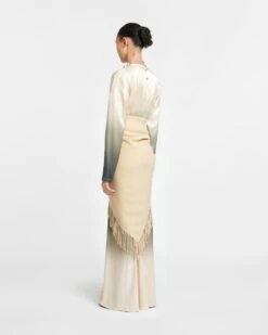 Nanushka Marlene - Double Wool And Silk-Blend Scarf - Creme -Nanushka Wear Shop NU24RSSC00371 MARLENE CREME DOUBLEWOOLSILKFRINGE 022