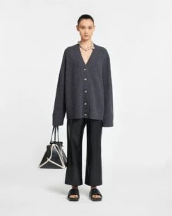 Nanushka Laran - Cashmere-Blend Cardigan - School Grey -Nanushka Wear Shop NU24RSSW00765 LARAN SCHOOLGREY CASHMEREBLEND 01