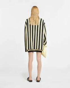 Nanushka Jorrit - Striped Terry-Knit Sweater - Black/Pale Yellow -Nanushka Wear Shop NU24RSSW00899 JORRIT BLACK PALEYELLOW TERRYKNITSTRIPE 02